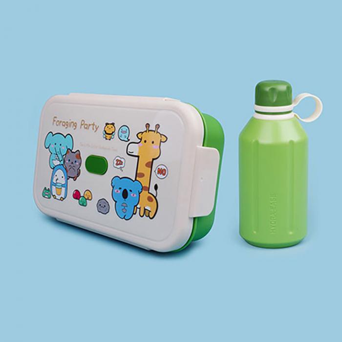 尚趣樂扣大容量雙層飯盒(1200ml)+圓形運(yùn)動(dòng)水壺(500ml)