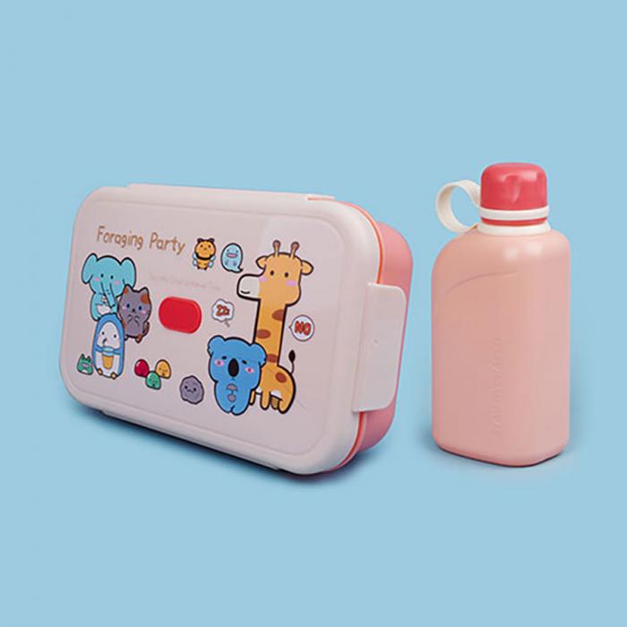 尚趣樂扣大容量雙層飯盒(1200ml)+方形運動水壺(500ml)