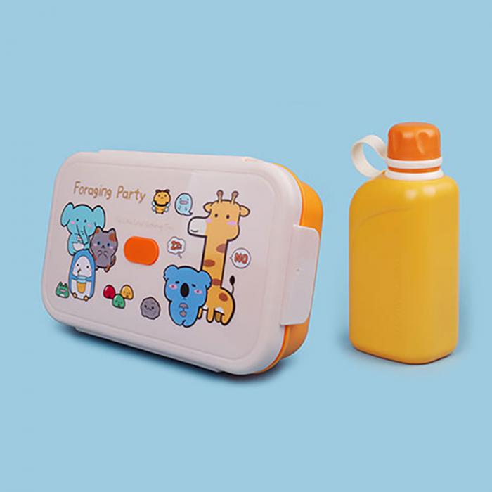 尚趣樂扣大容量單層飯盒(1200ml)+方形運(yùn)動水壺(500ml)